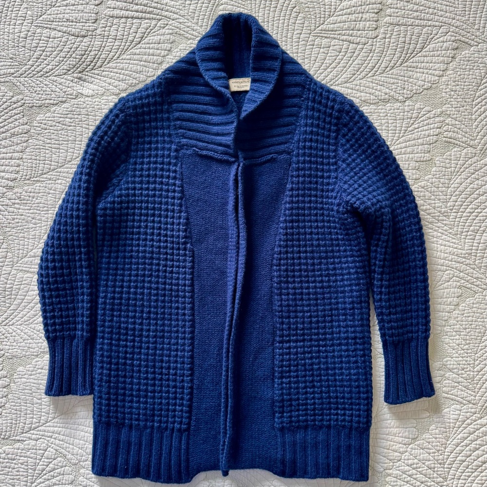 MAISON KITSUNE Navy Textured Lambswool Cardigan- Size S
